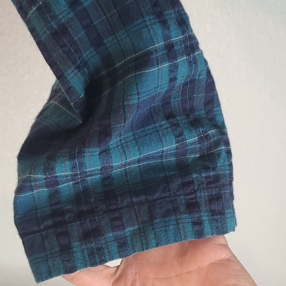 Vintage Eddie Bauer black label plaid blazer jacket small petite blue - Picture 5 of 8